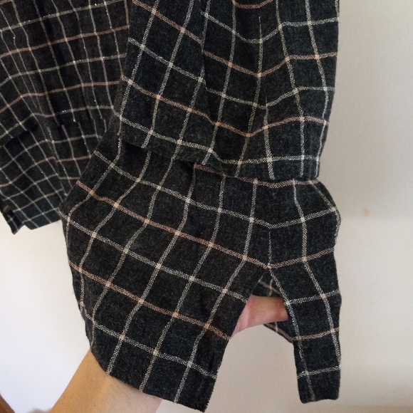 Zara Women Window Pane Sparkly Short Sleeve Lagenlook Tunic Womens Sz XS - Picture 3 of 5